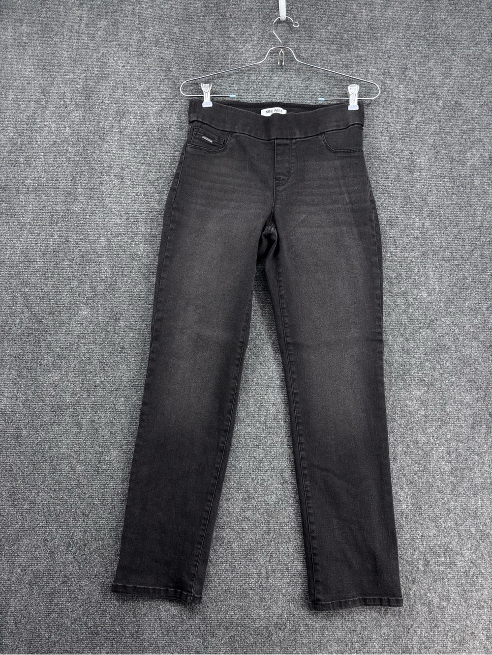 Nine West Heidi Black High Rise Pull On Straight Jeans Women’s 4
